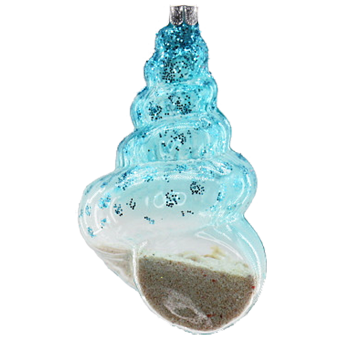HZZ116: Blue Glass Conch with Sand (6pk)