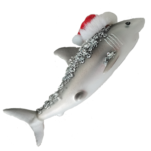 HZZ112: Glass Shark w/ Santa Hat (6pk)