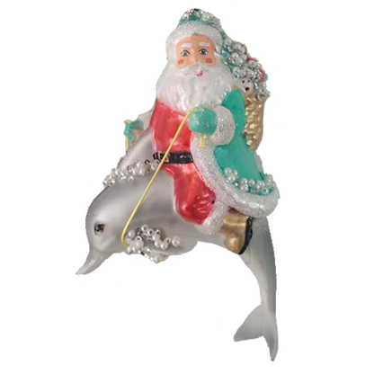 HZZ114: Glass Santa & Dolphin (6pk)