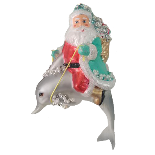 HZZ114: Glass Santa & Dolphin (6pk)