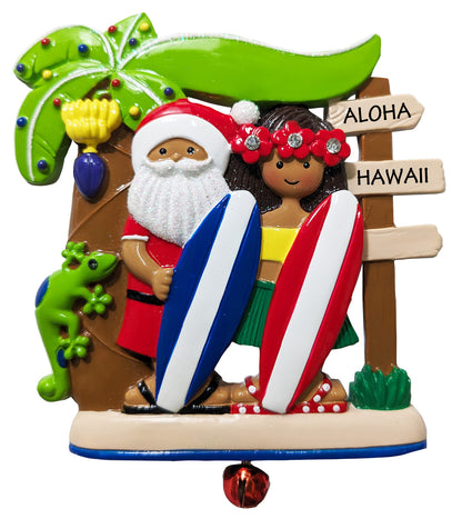 302: Santa Surfboard Couple Aloha Hawaii (24pk)