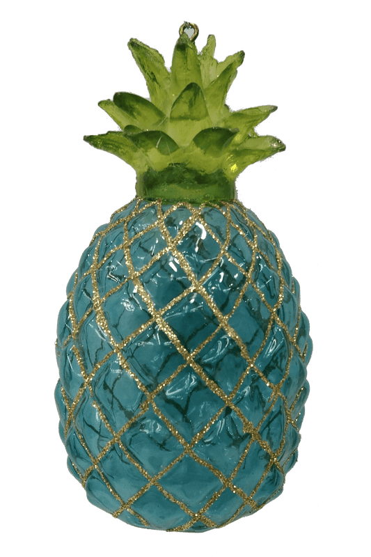 HZZ121B: Clear Glass Blue Pineapple (6pk)