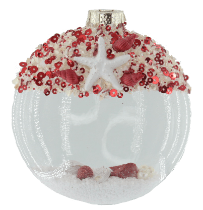 HZZ130CR: Clear/Red Beach Disc Ornament (6pk)